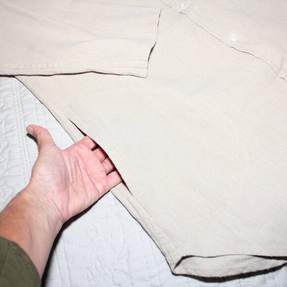 Dr. Flax Womens Linen Button Down Tunic with Pockets 3/4 Sleeve Size S/M Beige - Picture 6 of 9